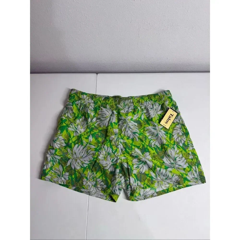 NWT Talos Men’s Tropical Floral Swim Trunks Mesh Lined Drawstring XL Green